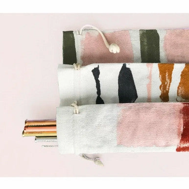 Organic Stripe Reusable Straw Set