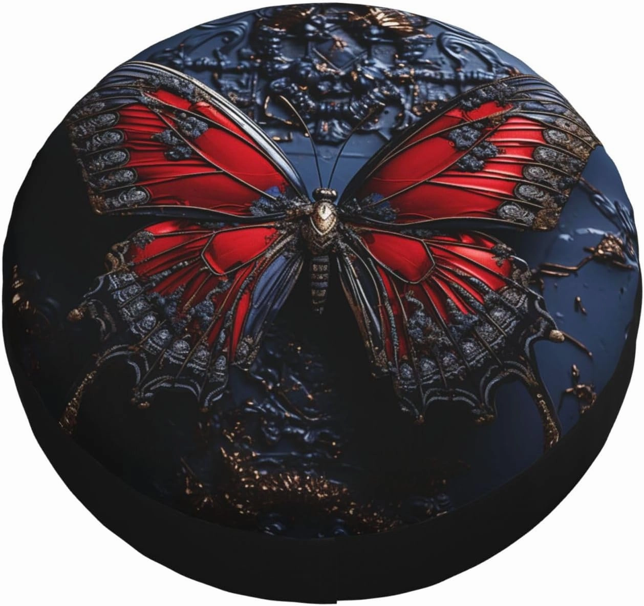 OUSIKA Red Butterfly Spare Tire Cover Dust-Proof Wheel Cover Universal Wheel Protectors for Trailer Rv SUV Tire Protectors 17 inch, Black