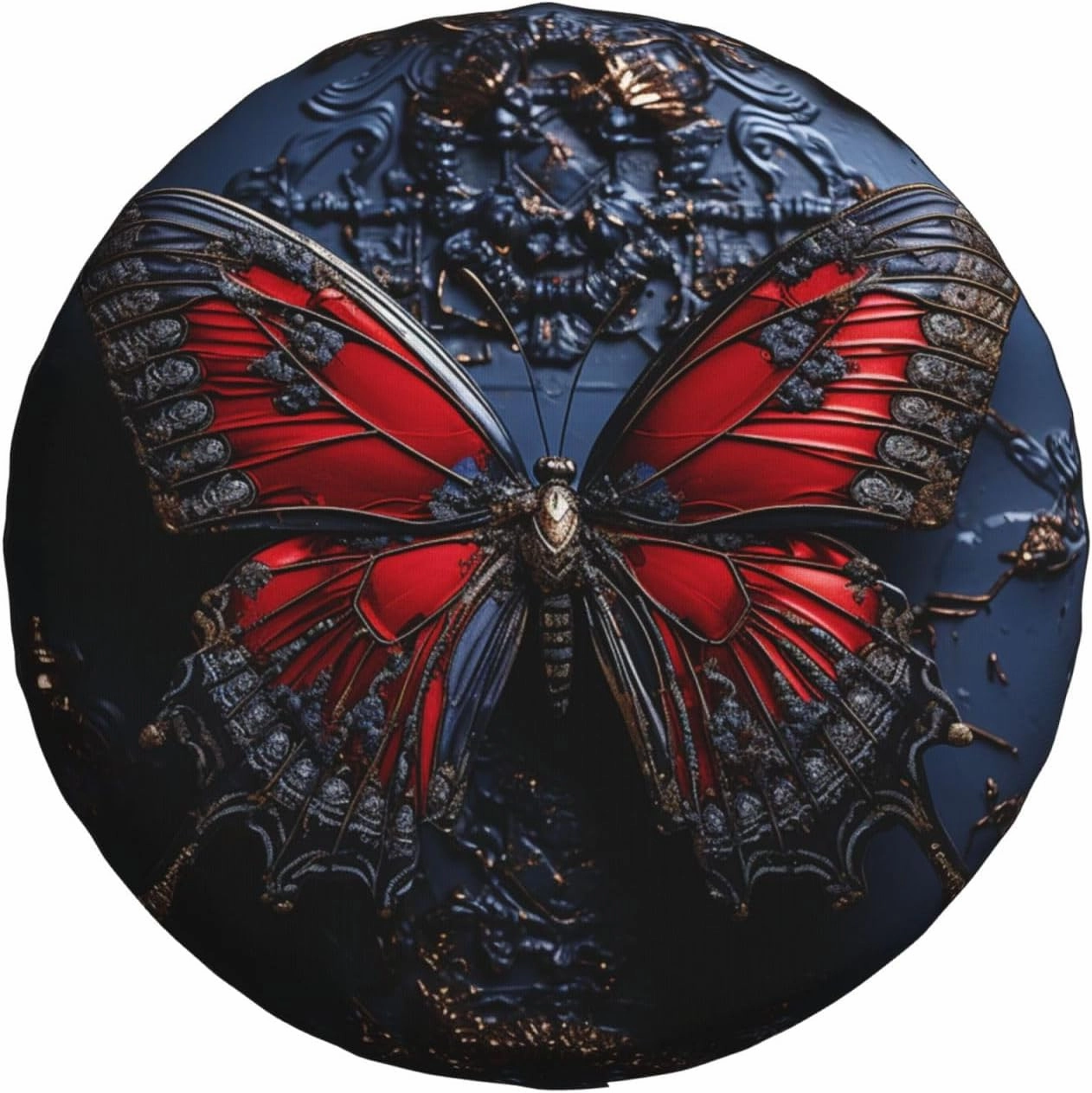 OUSIKA Red Butterfly Spare Tire Cover Dust-Proof Wheel Cover Universal Wheel Protectors for Trailer Rv SUV Tire Protectors 17 inch, Black