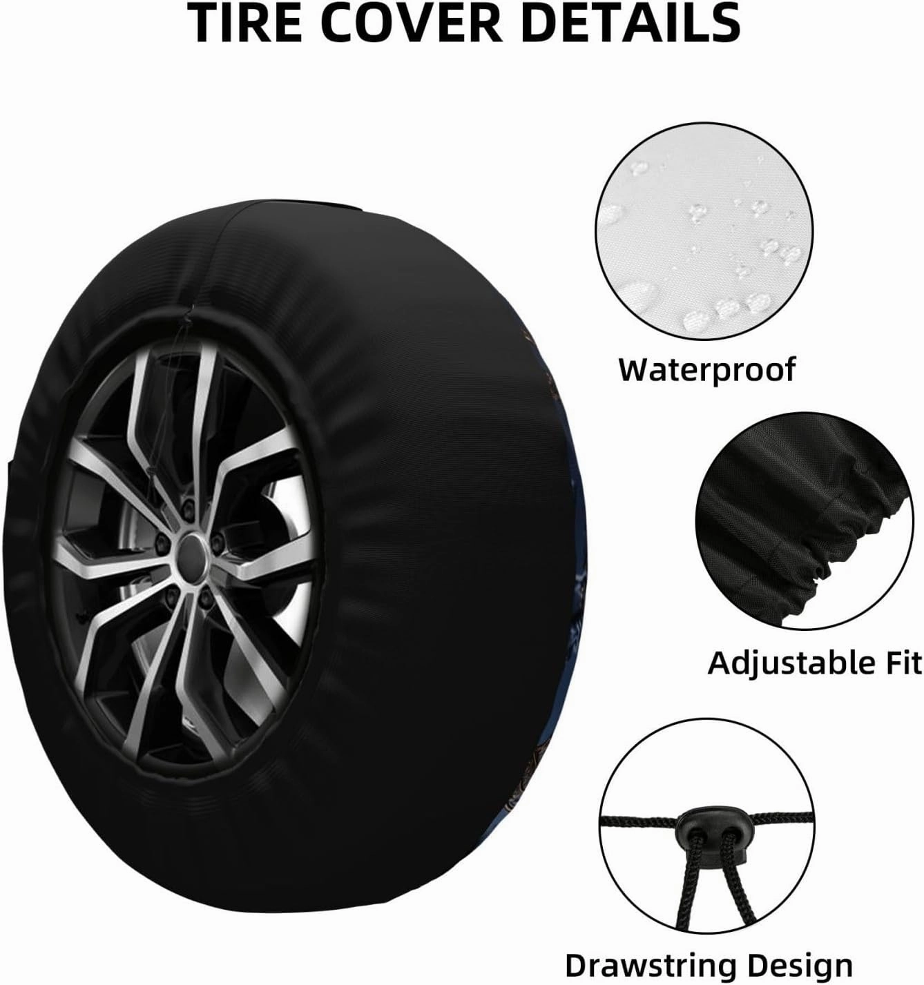OUSIKA Red Butterfly Spare Tire Cover Dust-Proof Wheel Cover Universal Wheel Protectors for Trailer Rv SUV Tire Protectors 17 inch, Black