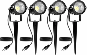 Outdoor Spotlight Cool White 6000K, 10W LED Spot Lights Outdoor for Yard Garden Tree, 120V Plug in Landscape Lighting with IP65 Waterproof for Halloween Christmas Decor, 4 Pack