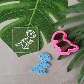 Parasaur Dinosaur Set Cookie Cutter & Debosser