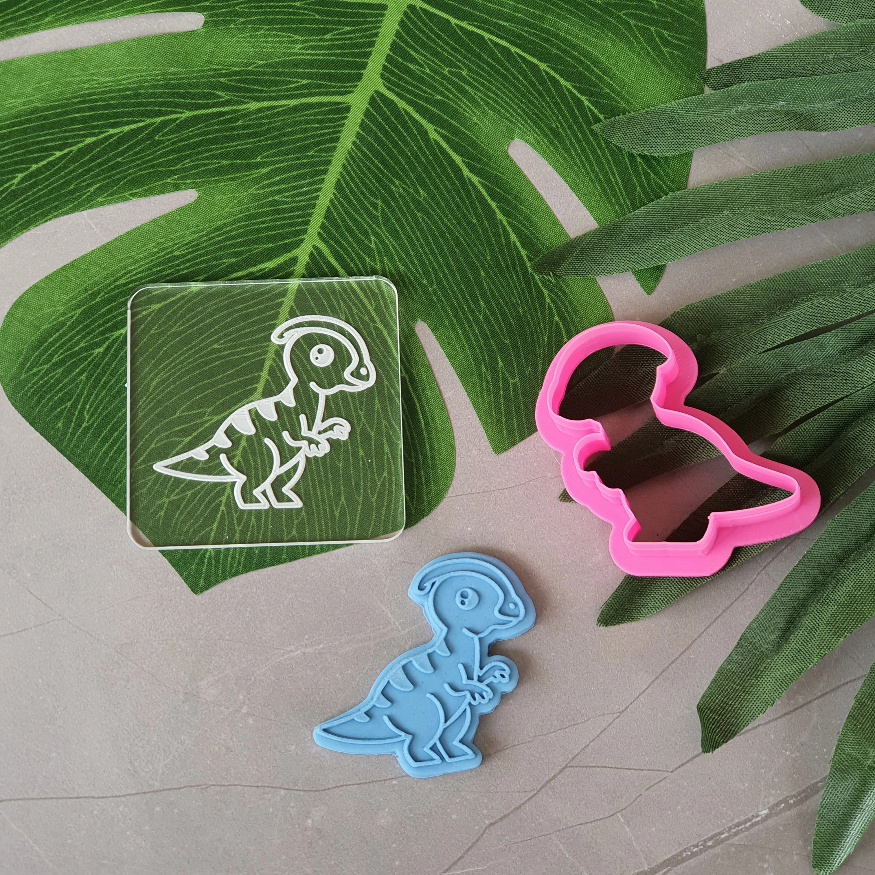 Parasaur Dinosaur Set Cookie Cutter & Debosser