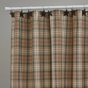 Park Designs Gentry Shower Curtain 72 x 72 | Modern Farmhouse Bathroom Decor | Cotton Plaid Shower Panel with Hook Holes | Rustic Country Style | Earth Tones with Red Accent | Machine Washable