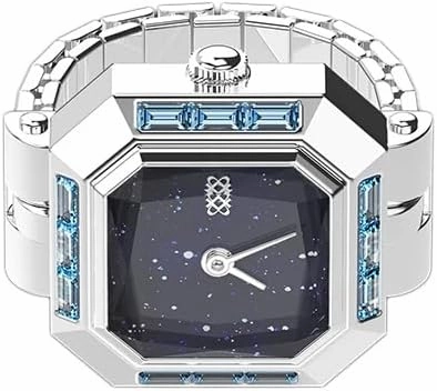 PASCAL Sofia Prism Cocktail Watch Ring, Sugar Cube Gem-Cut Dial, Sapphire Crystal, Stainless Steel Expansion Band, Unisex Finger Watch, Fits US Sizes 6-10, 3ATM Water Resistant, Statement Jewelry Timepiece