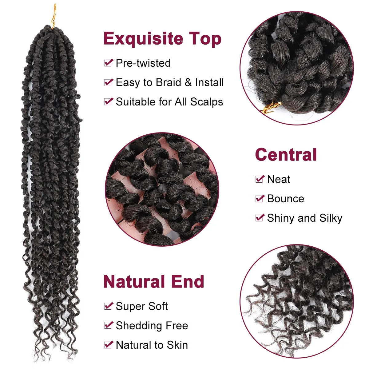 Passion Twist Hair - 8 Packs 18 Inch Passion Twist Crochet Hair For Women, Crochet Pretwisted Curly Hair Passion Twists Synthetic Braiding Hair Extensions (18 Inch 8 Packs, #4)