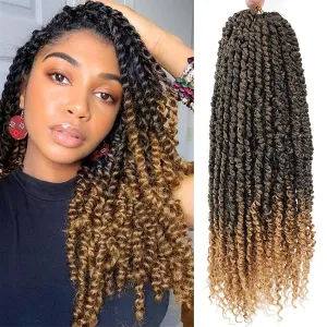 Passion Twist Hair - 8 Packs 18 Inch Passion Twist Crochet Hair For Women, Crochet Pretwisted Curly Hair Passion Twists Synthetic Braiding Hair Extensions (18 Inch 8 Packs, T27)