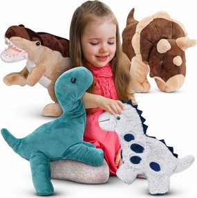 PASSIONFRUIT Plush Dinosaur Toys for Kids – 4-Pack Soft & Huggable 12-Inch Stuffed Animals – Graduation Gifts - Cute & Squeezable Dinosaurs for Boys & Girls