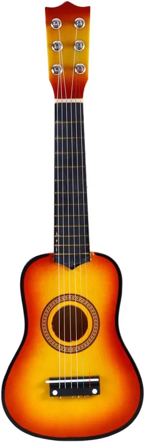 PATKAW Toddler Guitar, 21 Inch Wooden Guitar Toy Guitar Portable Kids Guitar Suitable for Childrens Birthday Presents and Parties ( Sun Color )