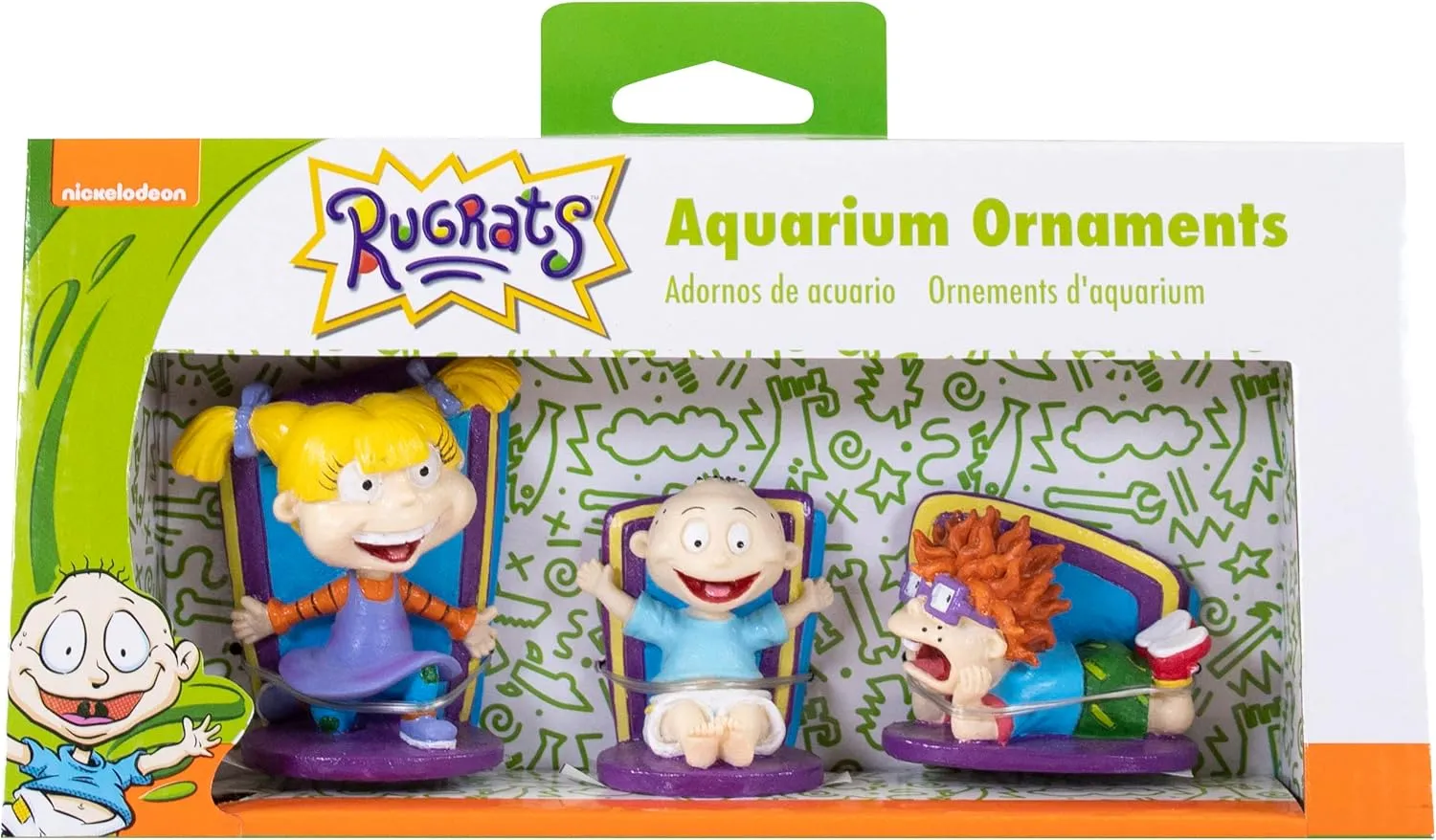 Penn-Plax Rugrats 3-Piece Aquarium Decoration Bundle – Includes Tommy, Chuckie, and Angelica Resin Ornaments for Fish Tanks– Small
