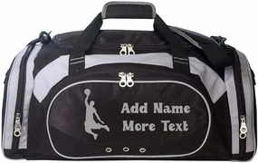 Personalized SportS Duffel Bag With Custom Name & Text - Basketball Black