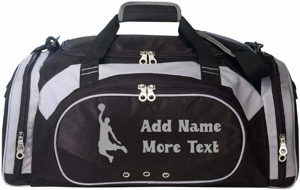 Personalized SportS Duffel Bag With Custom Name & Text - Basketball Black