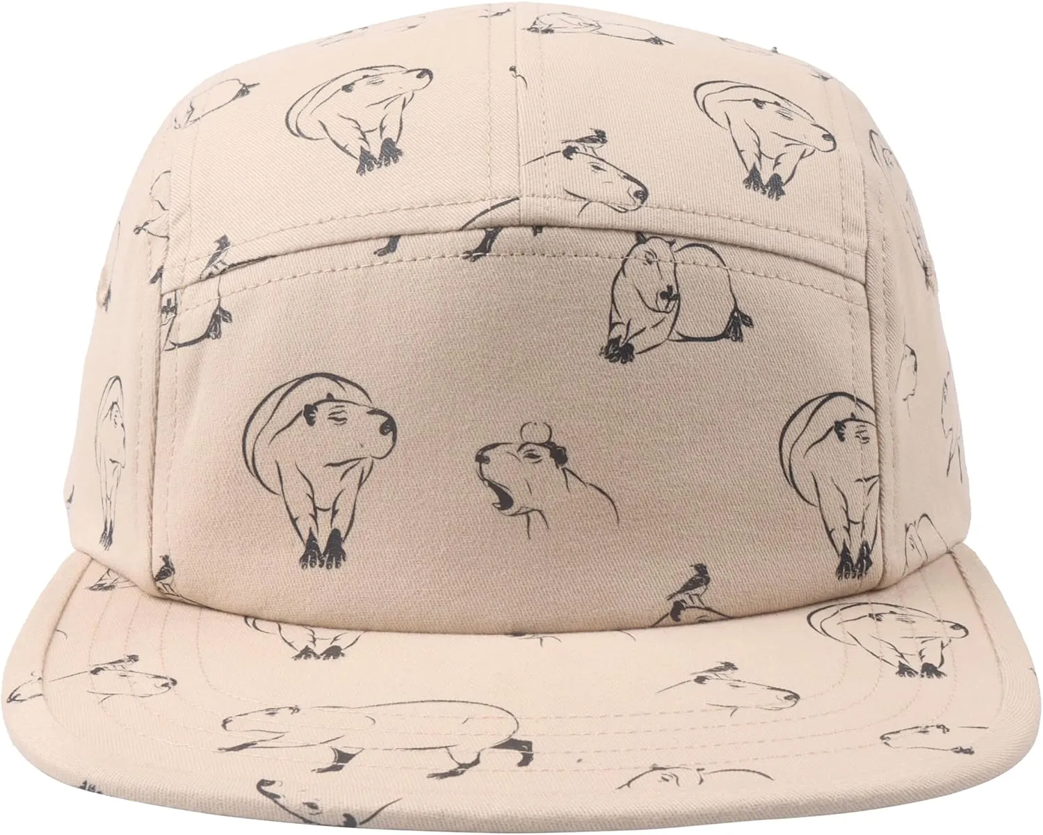 Pet and Wildlife-Themed 5-Panel Camp Caps Cat Dog Dachshund Capybara Opossum Hats for Animal Enthusiasts