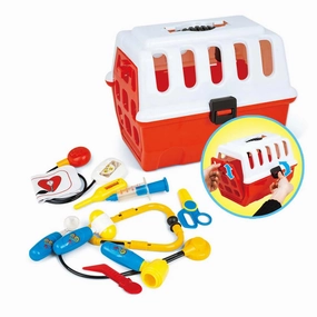 Pet Rescue Vet Kit with Toy Carrier – Red & White | Unique Gifts for Kids