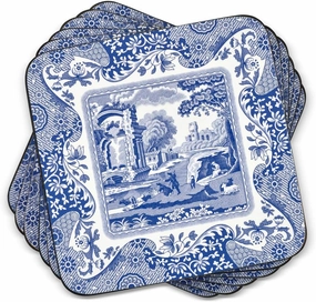 Pimpernel Blue Italian Coasters - Set of 6 (4” x 4”), Cork Backing, Elegant Blue Italian Design, Protects Furniture from Water Rings & Scratches, Easy to Clean, Great for Entertaining or Daily Use