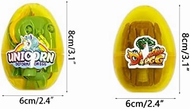 Pinkiwine 8 Pack Jumbo Unicorn & Dinosaur Deformation Eggs Prefilled Plastic Easter Eggs with Toys Inside for Kids Boys Girls Toddlers Easter Basket Stuffers Gifts Fillers Party Favors