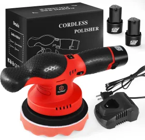 PLATYPUS Cordless Car Buffer Polisher,6 inch Polishing Waxer Machine 2pcs 12V/2.3Ah Battery Random Orbital Polisher,Cordless Wax Buffer for Waxing Car Detailing/Waxing/Buffer/Sander