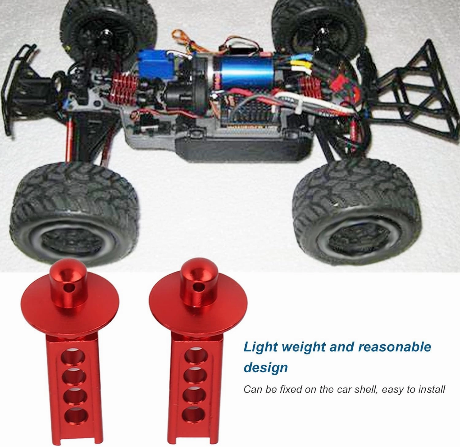plplaaoo Aluminum RC Car Body Post 2Pcs Shell Holder Mounts for Mini E Revo Slash 1:16 Scale RC Upgrade Parts Accessories Blue (Red)