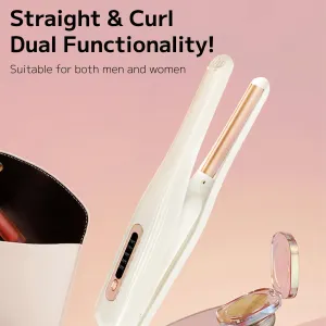 PLUZZ 2-in-1 Wireless Hair Straightening & Curling Iron, Ultra-Light 2 Way Cordless Styler with 200M Negative Ions, Ceramic Arched Plates for Smooth Straight/Curl/Waves, 5 Heat Settings, Women&Men