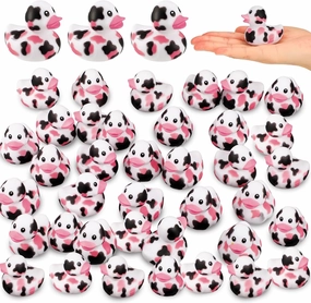 Poen 48 Pcs Cow Ducks Mini Cow Rubber Duck Bulk Cowboy Baby Bath Toy Baby Shower Birthday Bathtub Party Favors Swimming Pool Party Decorations