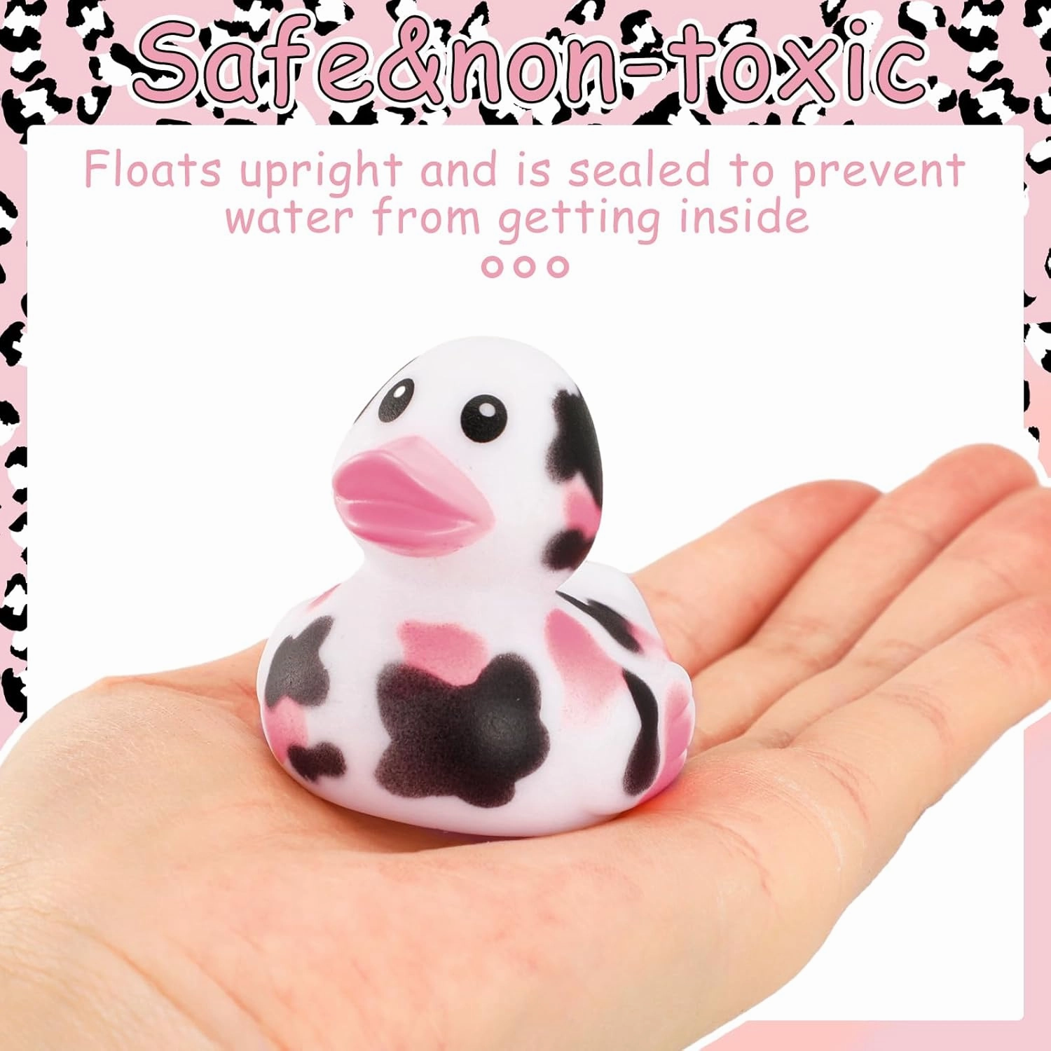 Poen 48 Pcs Cow Ducks Mini Cow Rubber Duck Bulk Cowboy Baby Bath Toy Baby Shower Birthday Bathtub Party Favors Swimming Pool Party Decorations