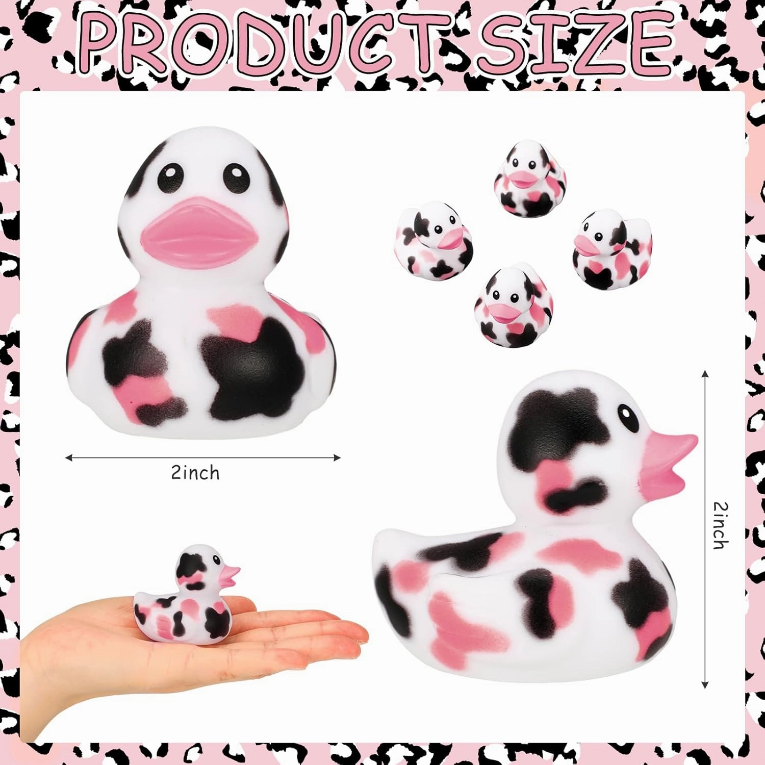 Poen 48 Pcs Cow Ducks Mini Cow Rubber Duck Bulk Cowboy Baby Bath Toy Baby Shower Birthday Bathtub Party Favors Swimming Pool Party Decorations