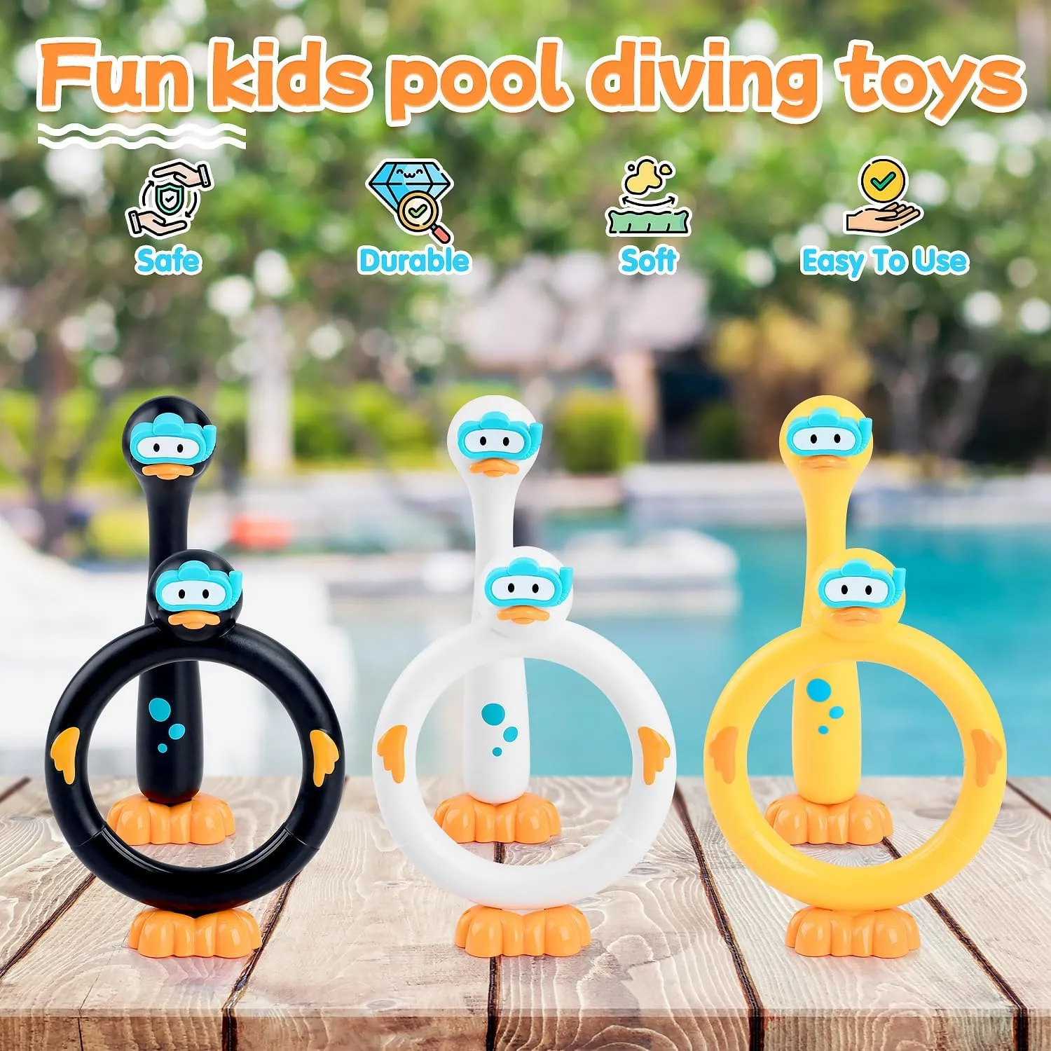 Pool Diving Toys for Kids, 6 PCS Swimming Pool Diving Rings, Summer Sticks Toys for Kids Ages 4-8 8-12, Fun Underwater Grow Training for Boys Girls