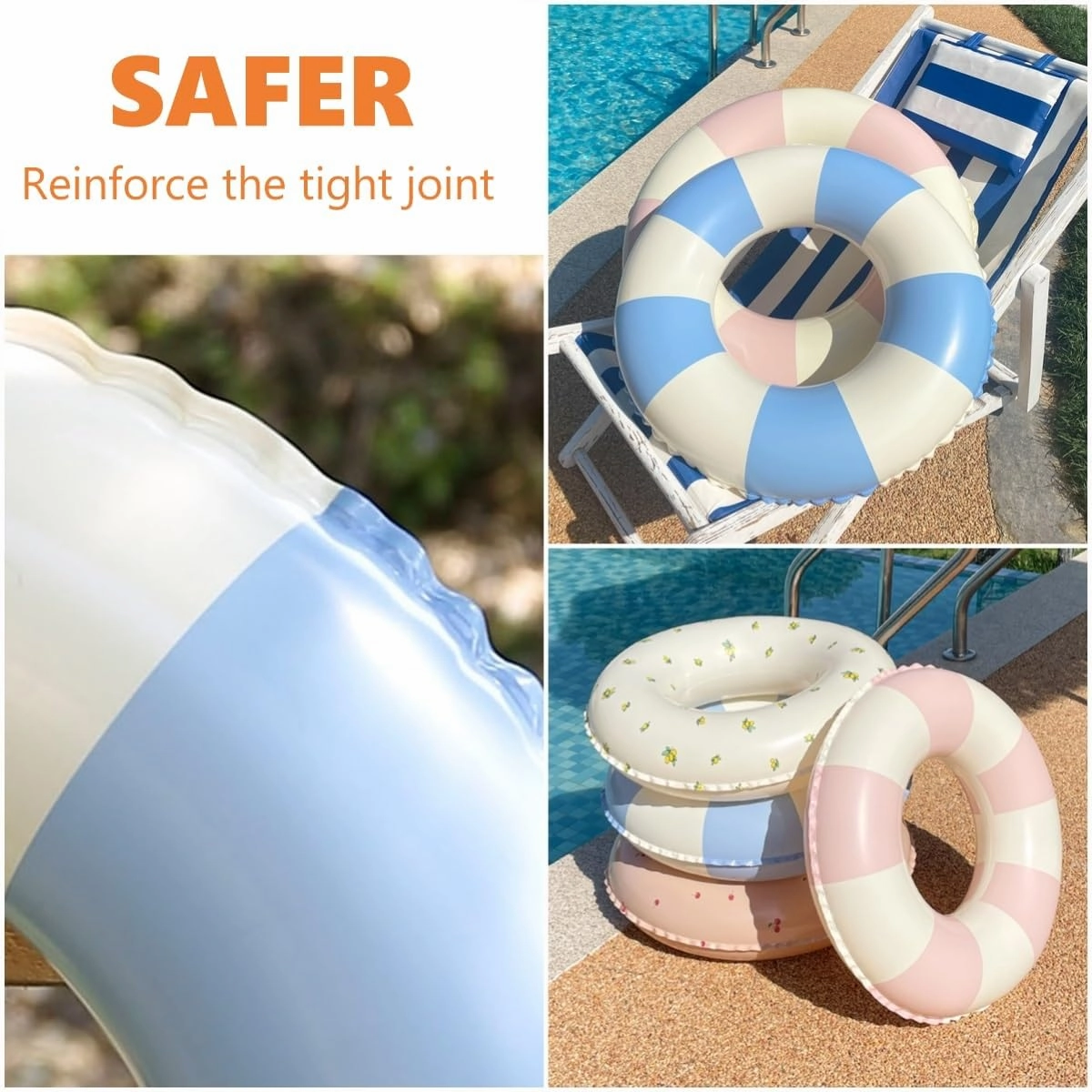Pool Floats Swimming Rings for Kids, Age 5-10 Inflatable Swim Tubes Ring Toys with 11" Inner, Beach Inflatable Tubes Floaties Toys for Kids Adults