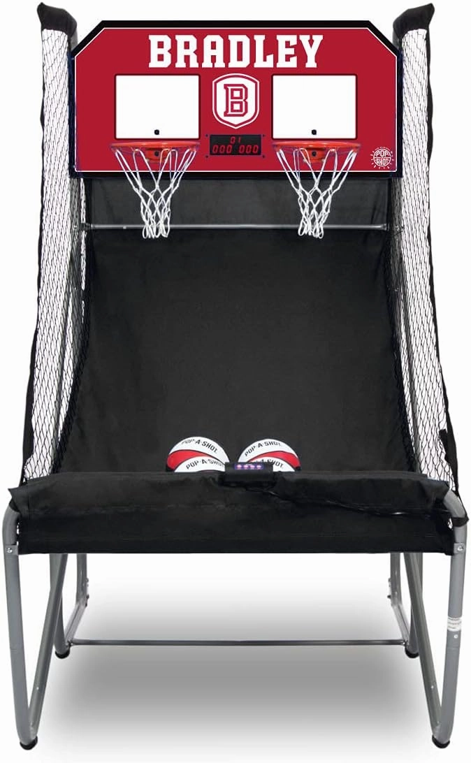 Pop-A-Shot - Home Dual Shot with Bradley Braves NCAA Graphics l Sensor Scoring l 16 Game Modes l 7 Balls l Foldable Storage l for All NCAA Fans