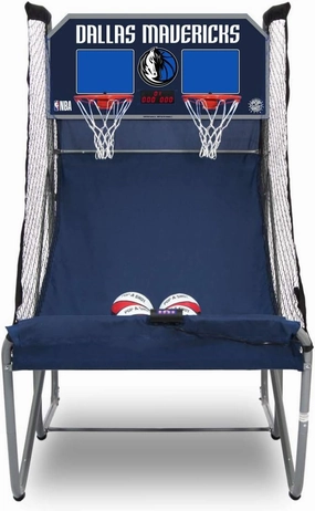 Pop-A-Shot - Home Dual Shot with Dallas Mavericks NBA Graphics l Sensor Scoring l 16 Game Modes l 7 Balls l Foldable Storage l for All NBA Fans