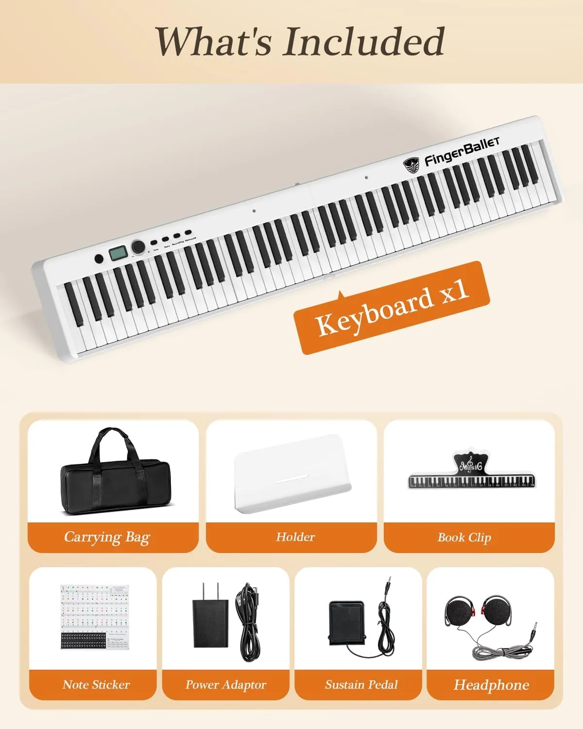Portable Piano Keyboard, Semi-Weighted Folding Digital Piano 88 Key, Full Size, Wood Grain, Electric Piano Keyboard w/MIDI Bluetooth, Suitable for Adult, Toddler, Kids