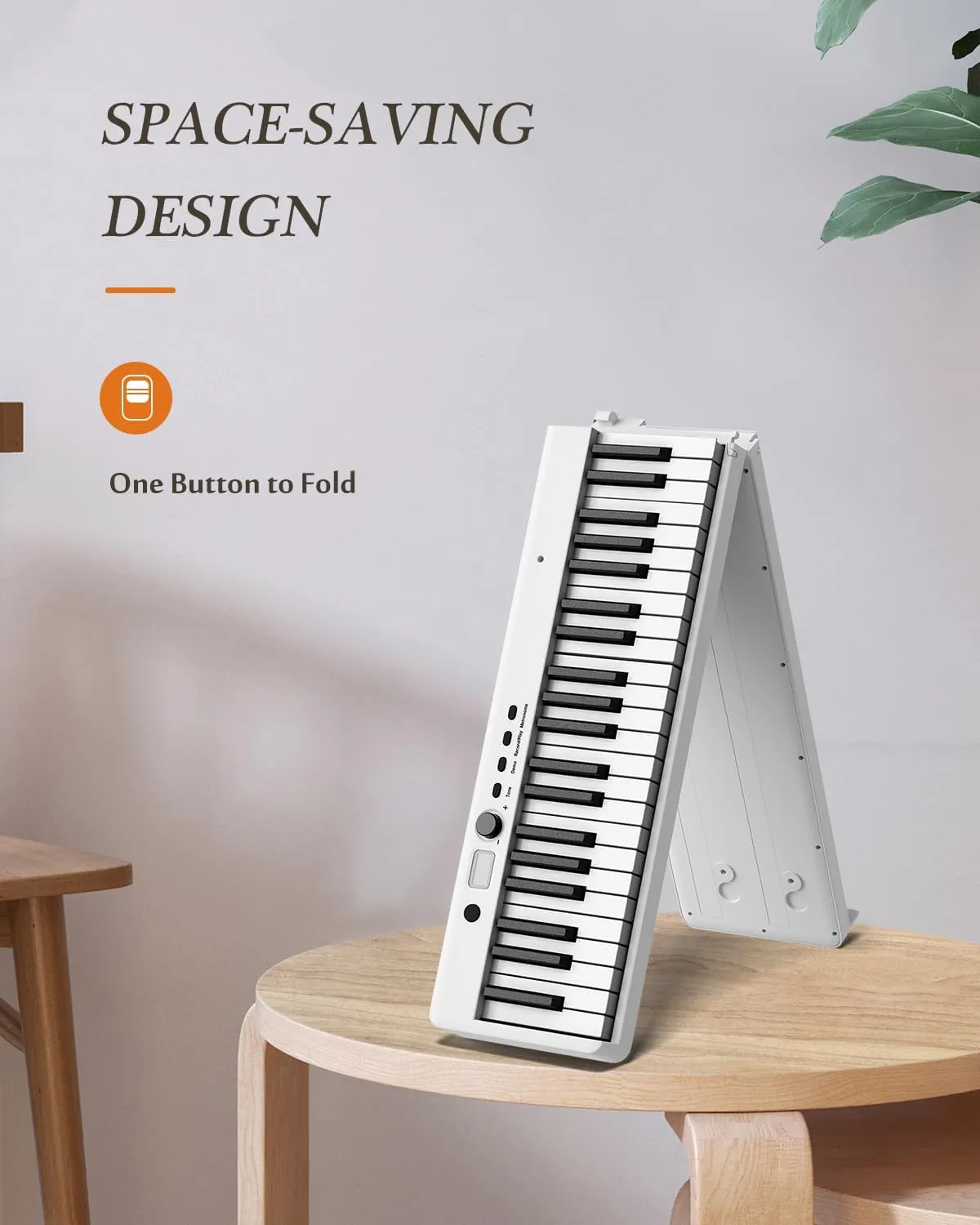 Portable Piano Keyboard, Semi-Weighted Folding Digital Piano 88 Key, Full Size, Wood Grain, Electric Piano Keyboard w/MIDI Bluetooth, Suitable for Adult, Toddler, Kids