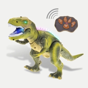 PowerTRC Remote Control Dinosaur T-Rex Toy for Kids | Realistic Prehistoric Sounds | Dinosaur Robot Toy Lights Up and Roars | Walking RC T-Rex Robot Toy (Green)