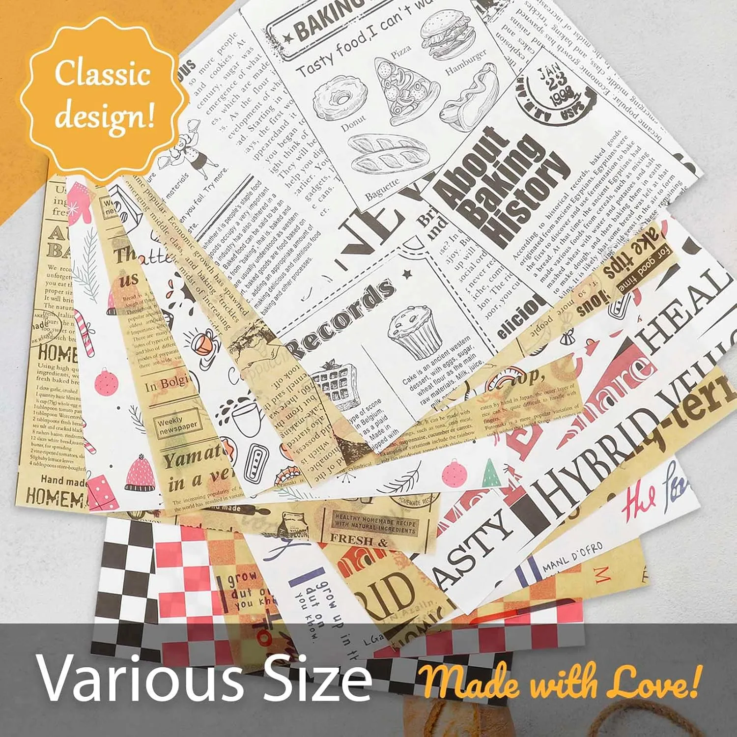 Premium Deli Paper 10"x10"- 200 Pk - Sandwich Wrapping Greaseproof Paper Sheets, Bread/Rolls Deli Paper Liners, Best Kraft Food Wrapping Paper Sheets for Bakery, Picnic, Festival, Fair or BBQ