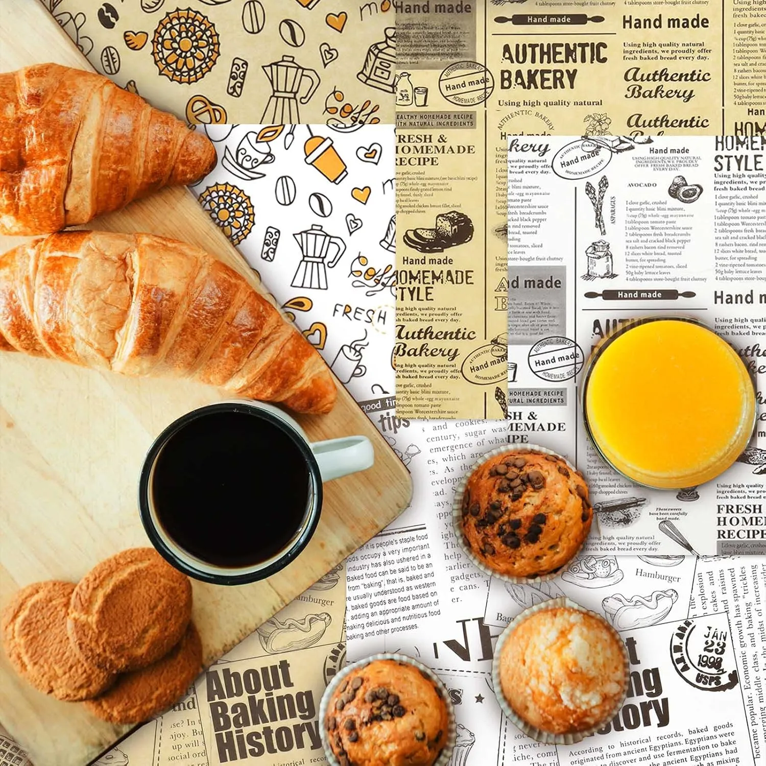 Premium Deli Paper 10"x10"- 200 Pk - Sandwich Wrapping Greaseproof Paper Sheets, Bread/Rolls Deli Paper Liners, Best Kraft Food Wrapping Paper Sheets for Bakery, Picnic, Festival, Fair or BBQ