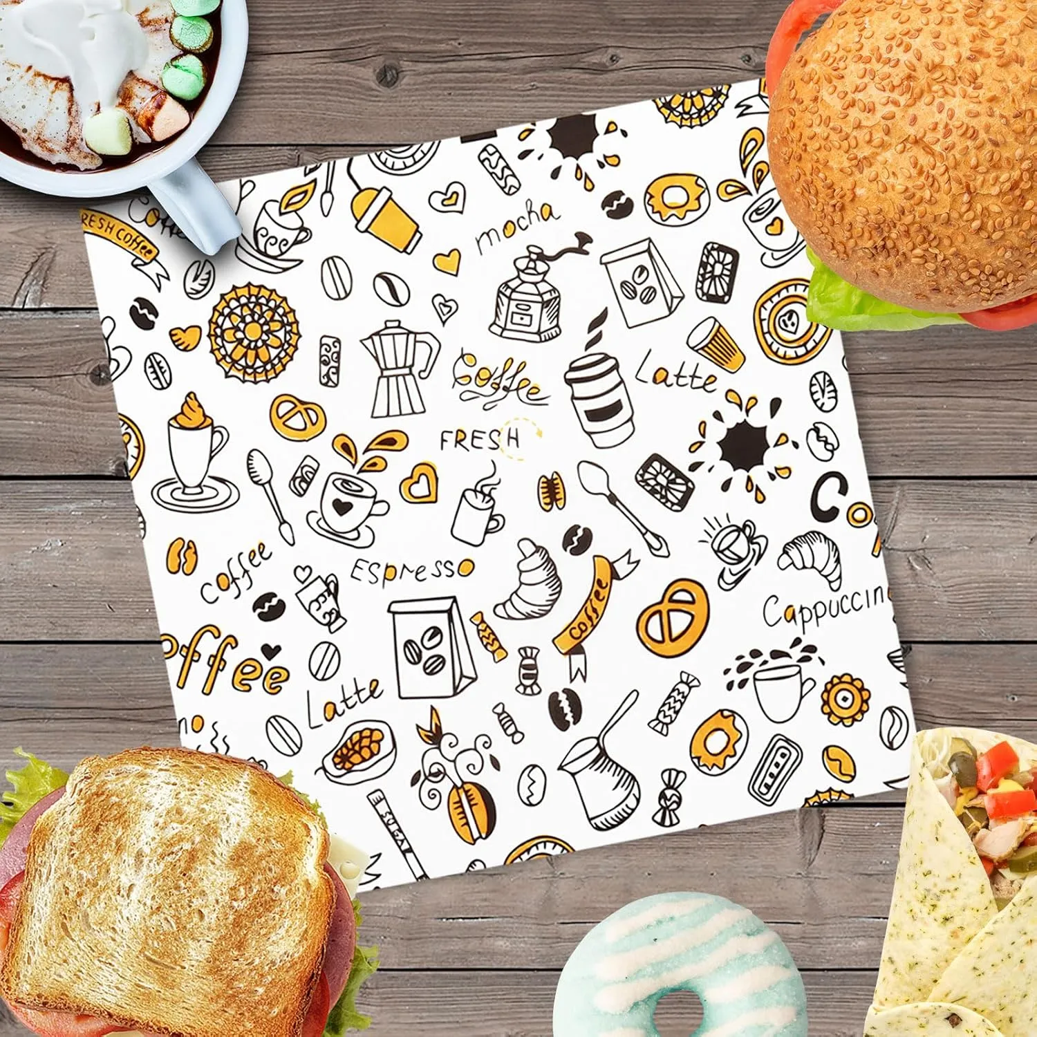 Premium Deli Paper 10"x10"- 200 Pk - Sandwich Wrapping Greaseproof Paper Sheets, Bread/Rolls Deli Paper Liners, Best Kraft Food Wrapping Paper Sheets for Bakery, Picnic, Festival, Fair or BBQ