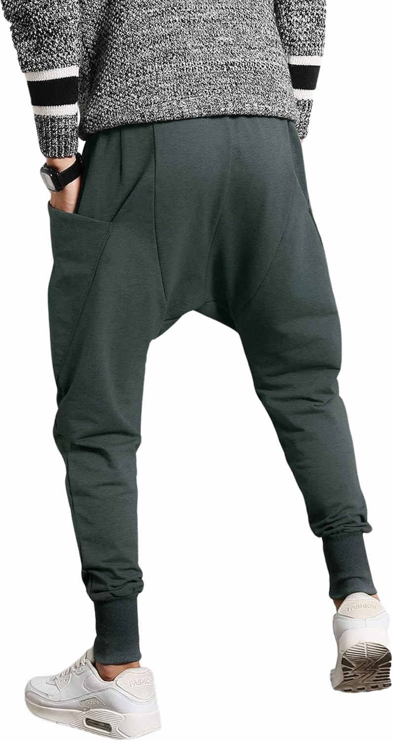 PRIJOUHE Men's Joggers, Sweatpants, Low Crotch Sweats Slim Fit Trousers Harem Hip Hop Pants