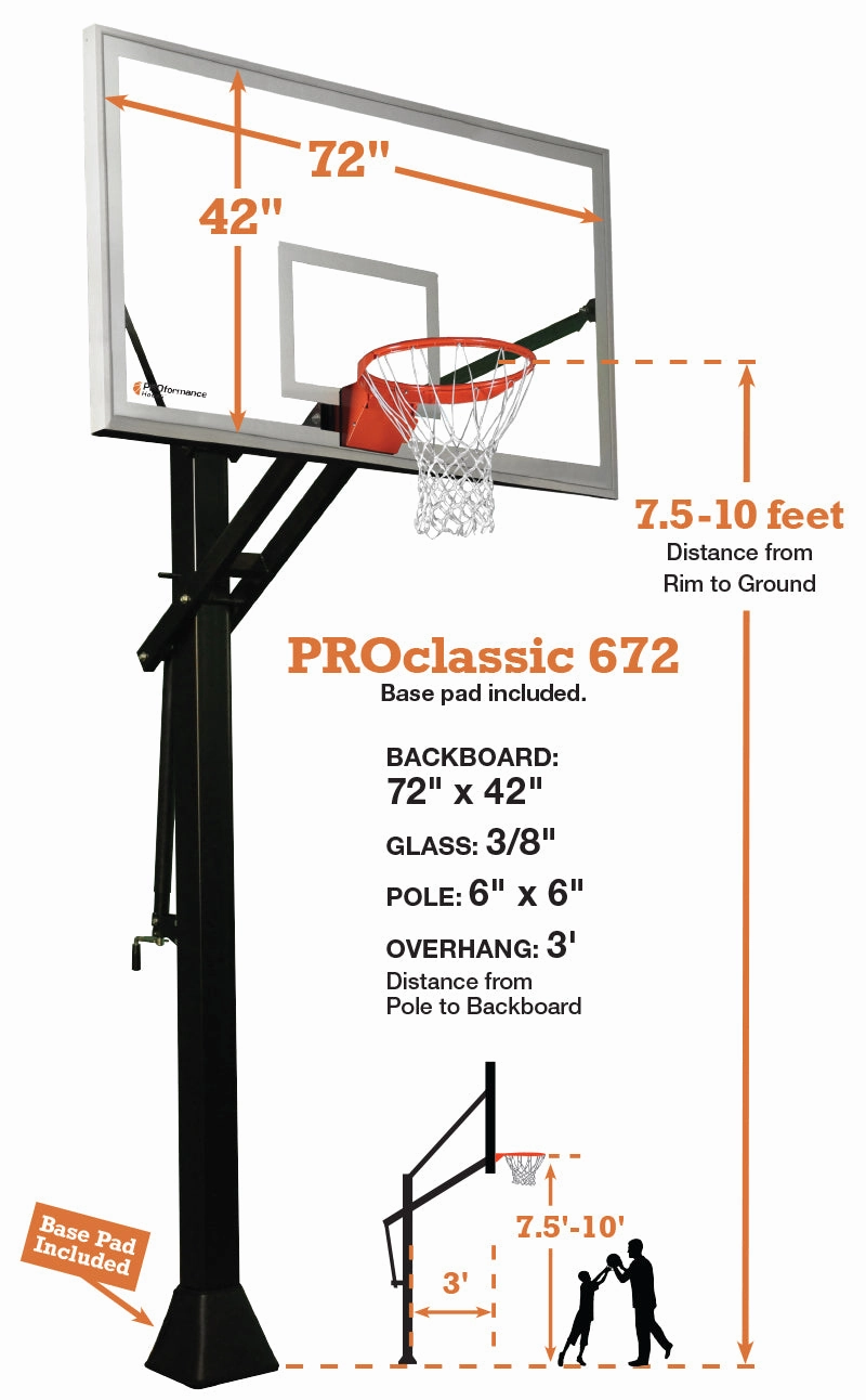 PROclassic® 672 – 72" Adjustable Basketball Hoop System