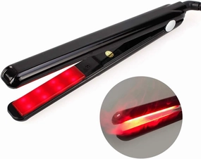 Professional Infrared Hair Straightener Ceramic Cold Flat Iron Hair Treament Styler, Ultrasonic Infrared Hair Care Iron Recover Damaged Hair Tool, LCD Display, 360° Swivel Cord (Black)