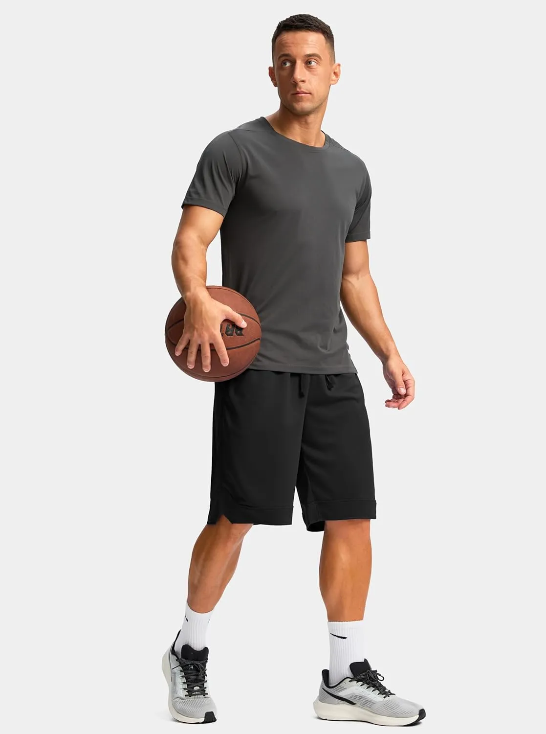 Pudolla Men's Basketball Shorts with Zipper Pockets 11" Long Gym Athletic Shorts for Men Lightweight Quick Dry