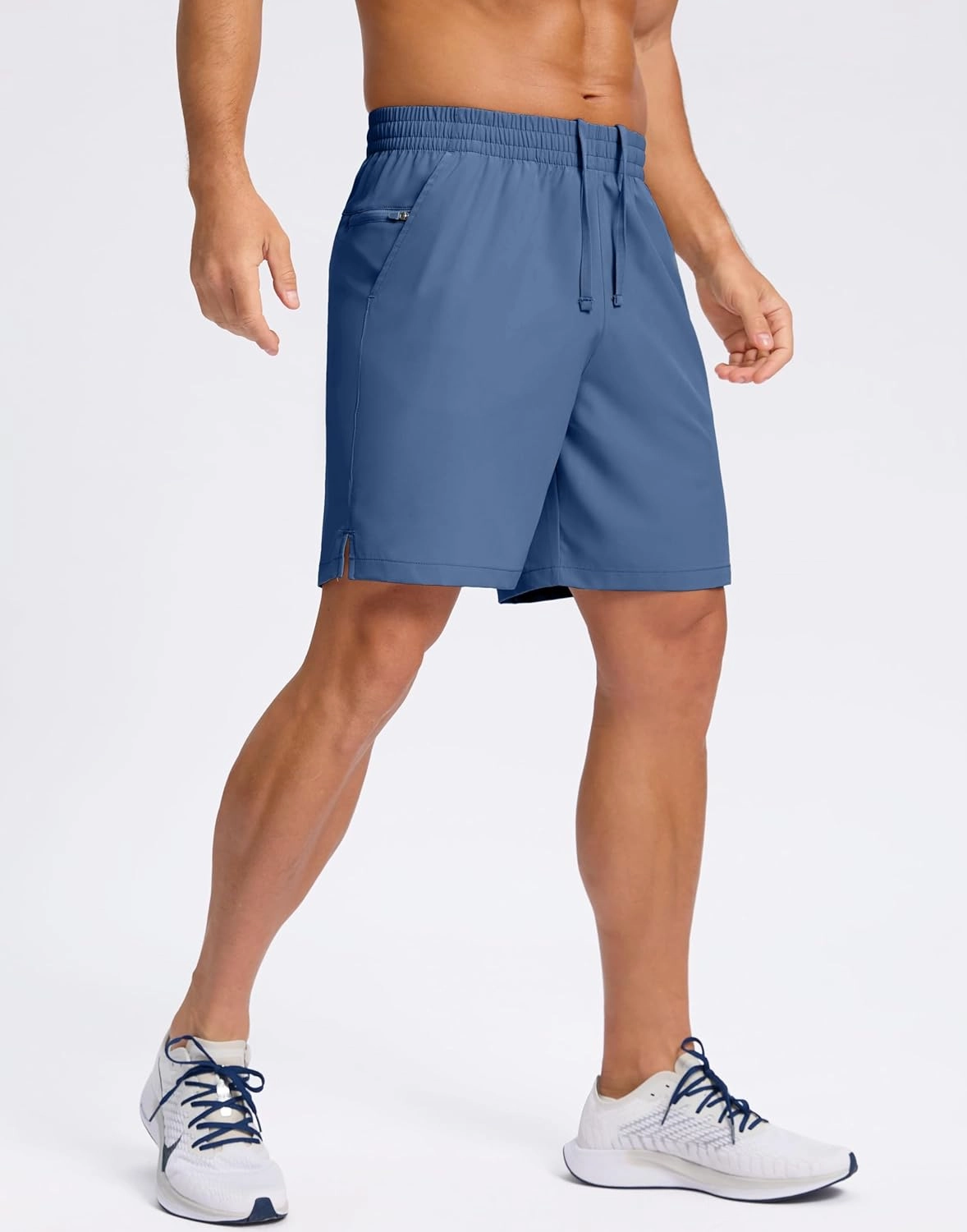 Pudolla Men's 7" Gym Workout Shorts with Zipper Pockets Lightweight Quick Dry Running Athletic Shorts for Men
