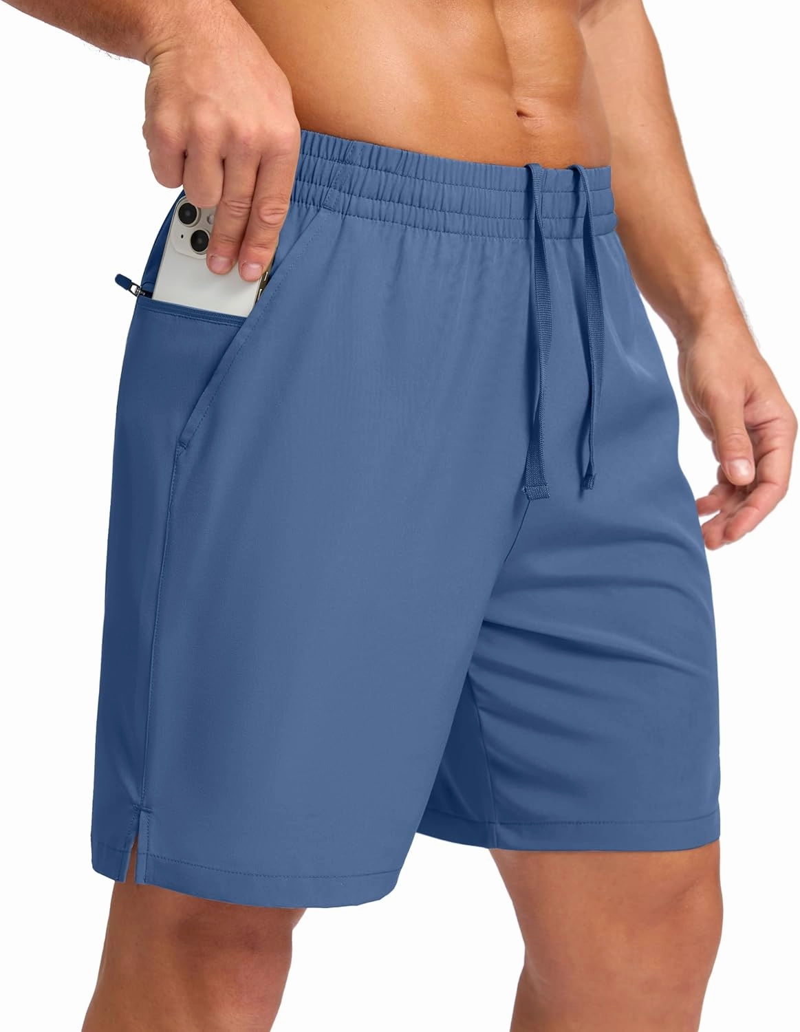 Pudolla Men's 7" Gym Workout Shorts with Zipper Pockets Lightweight Quick Dry Running Athletic Shorts for Men