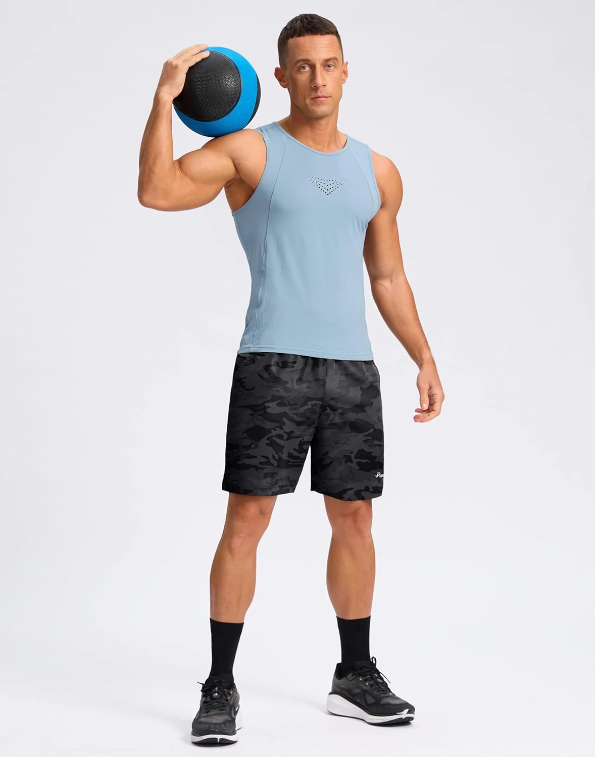 Pudolla Men's 7" Gym Workout Shorts with Zipper Pockets Lightweight Quick Dry Running Athletic Shorts for Men