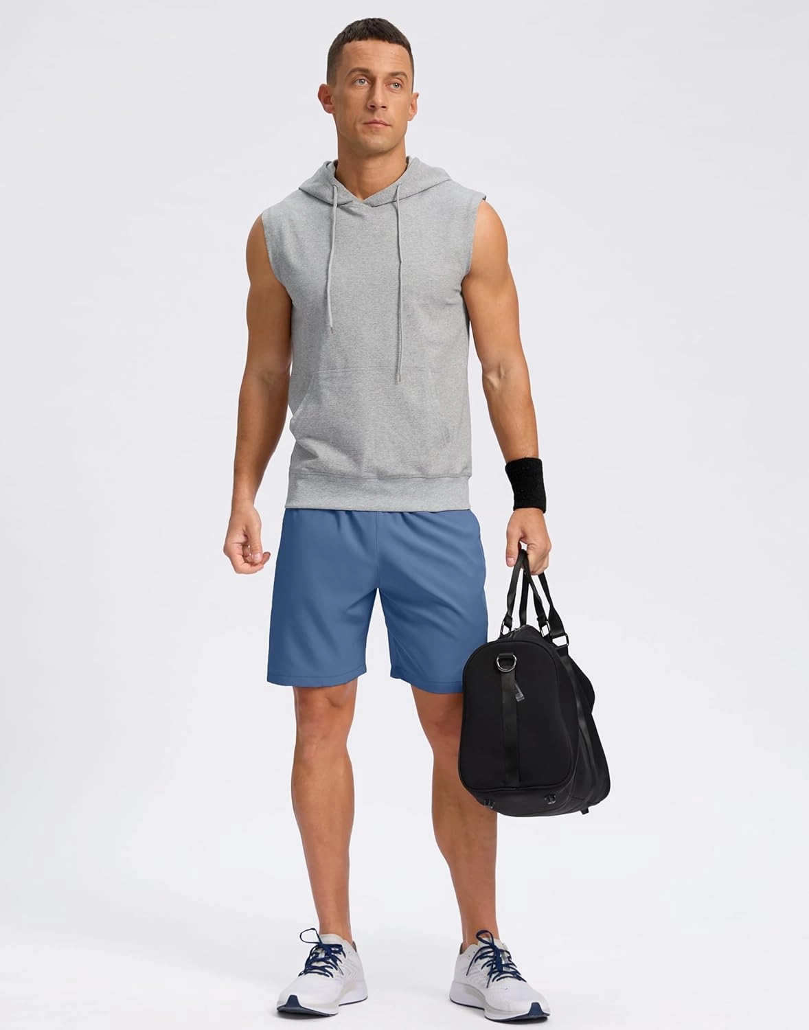 Pudolla Men's 7" Gym Workout Shorts with Zipper Pockets Lightweight Quick Dry Running Athletic Shorts for Men