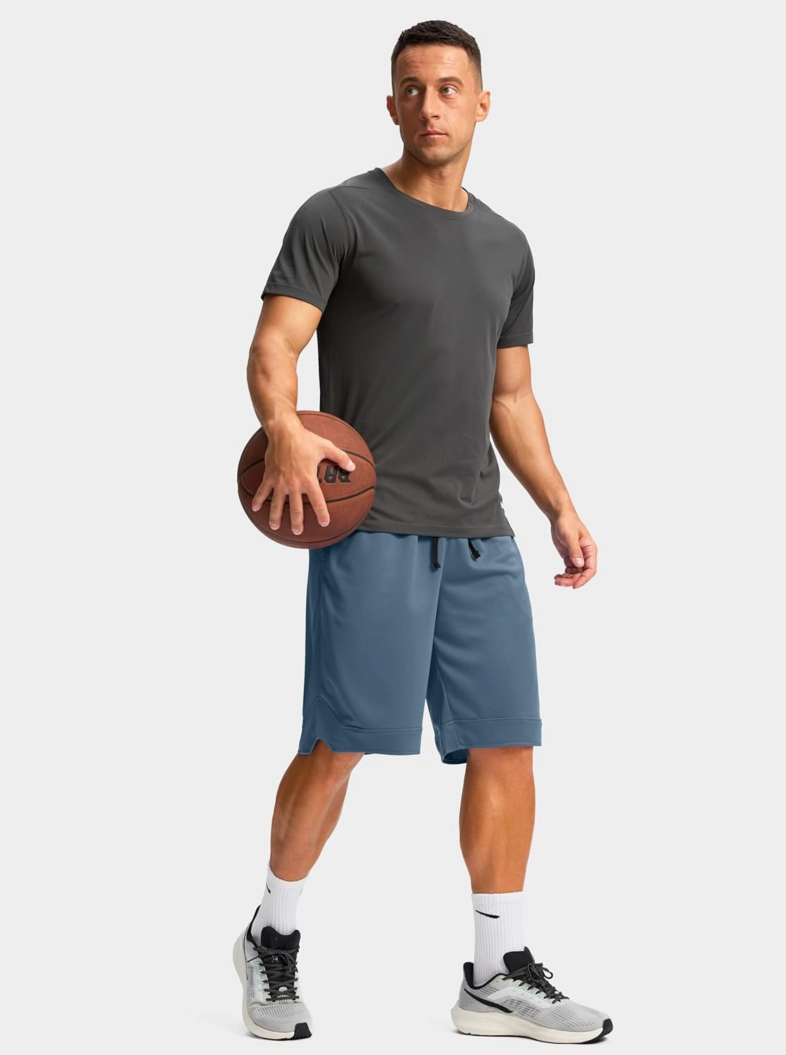 Pudolla Men's Basketball Shorts with Zipper Pockets 11" Long Gym Athletic Shorts for Men Lightweight Quick Dry