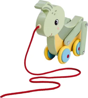 Pull Along Grasshopper with Movable Legs and Silent Silicone Wheels, Ideal First Steps Companion, 16 cm Long, Made from 100% FSC Certified Plywood, from 1 Year