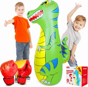 Punching Bag for Kids 47" Inflatable Dinosaur Bop Bag with Thicker Material Instant Bounce Back with Boxing Gloves Karate Kickboxing Taekwondo Kids Gift for Age 3-9 Girls & Boys