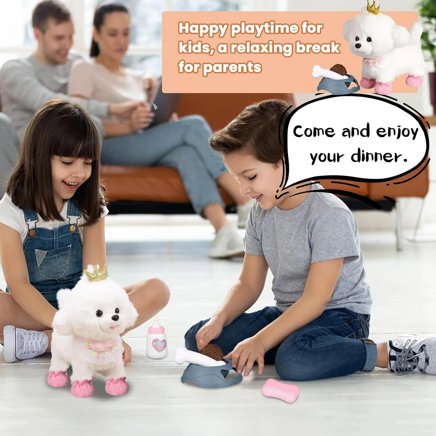 Puppy Toys for Kids Aged 3-7, Interactive Toy Dogs That Walk and Bark and Wag Their Tails, Walking Dog Toys with Leash, Creative Stuffed Animals Gifts for 3   Year Old Girls and Boys