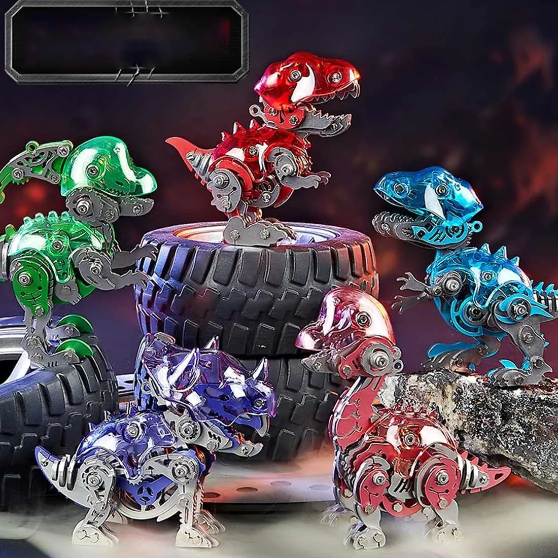 Q Version Dinosaur Model 3D Metal Puzzle for Adult Teens 157PCS Dinosaur Assemble Model Hnadicraft Ornament Desk Bookshelf Decor