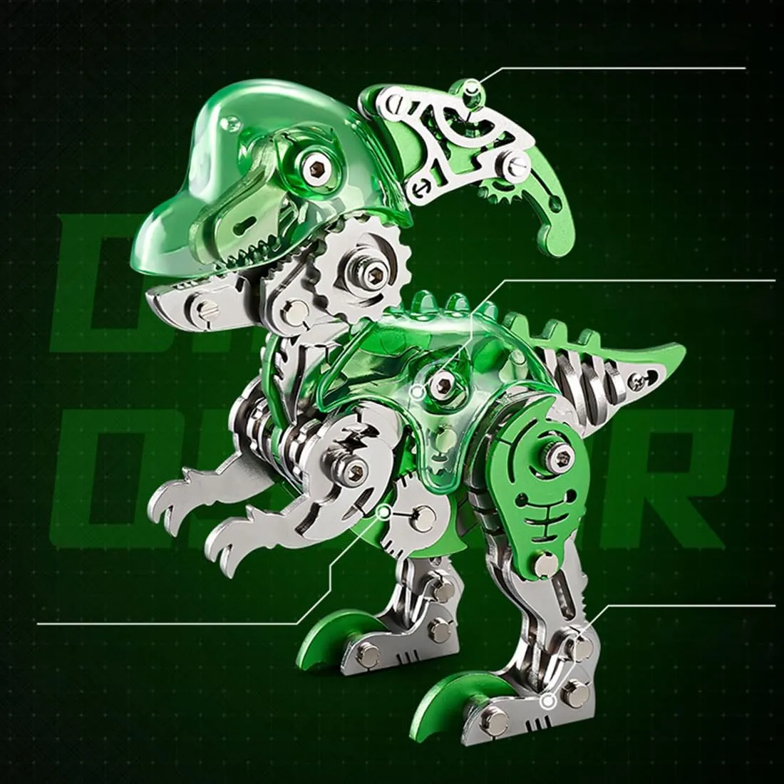 Q Version Dinosaur Model 3D Metal Puzzle for Adult Teens 157PCS Dinosaur Assemble Model Hnadicraft Ornament Desk Bookshelf Decor